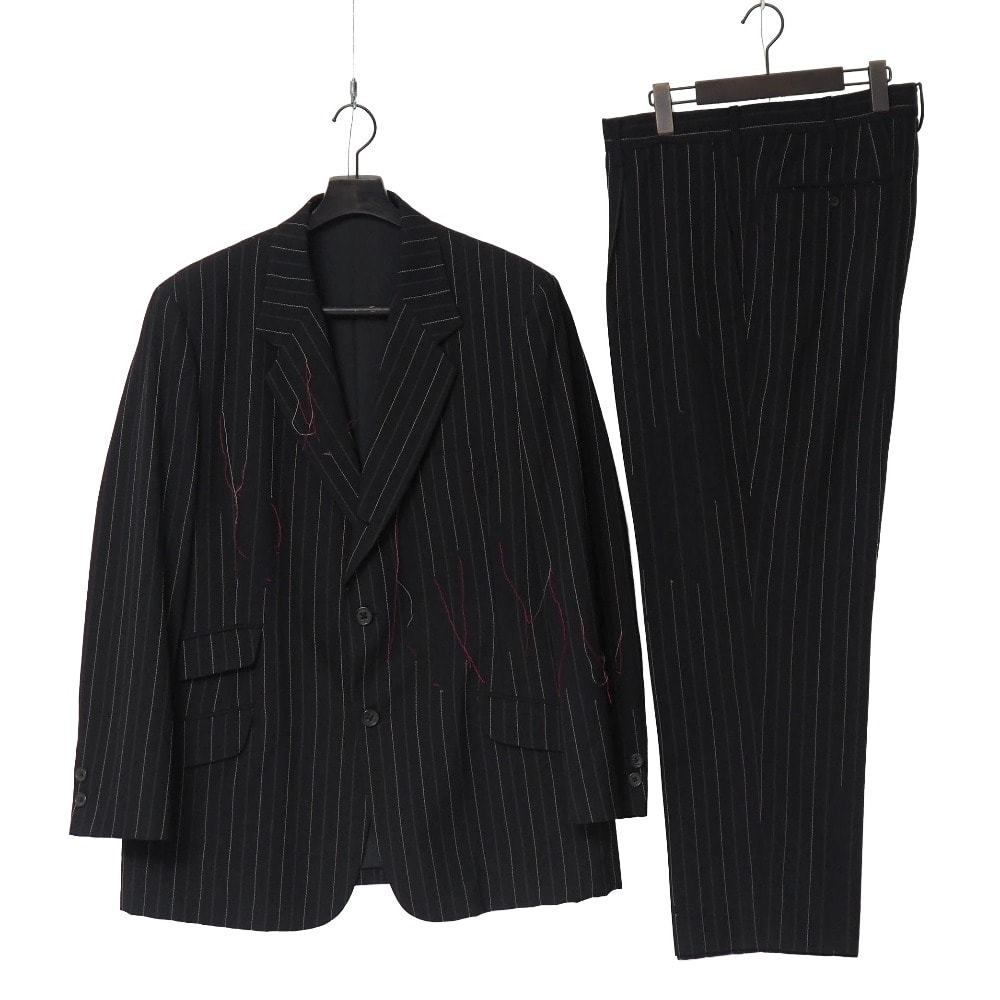 Yohji Yamamoto POUR HOMME ヨウジヤマモトプールオム スーツ サイズ2/3 ストライプ テーラード ブレザー シングルジャケット スラックス ブランド古着【中古】20260518/RA9387