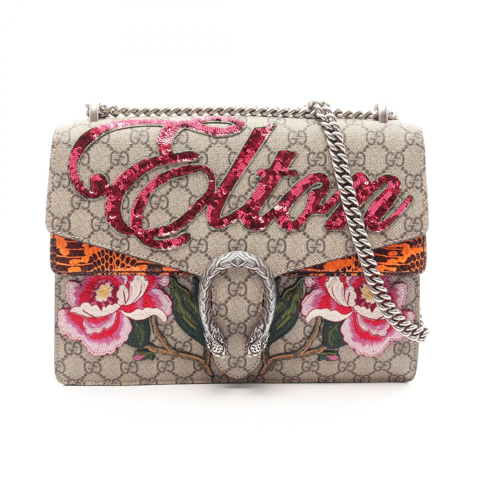 グッチ GUCCI ディオニュソス GGスプリーム ショルダーバッグ バッグ PVCコーティングキャンバス エキゾチックレザー レディース ベージュ系 / マルチカラー 471212 【中古】