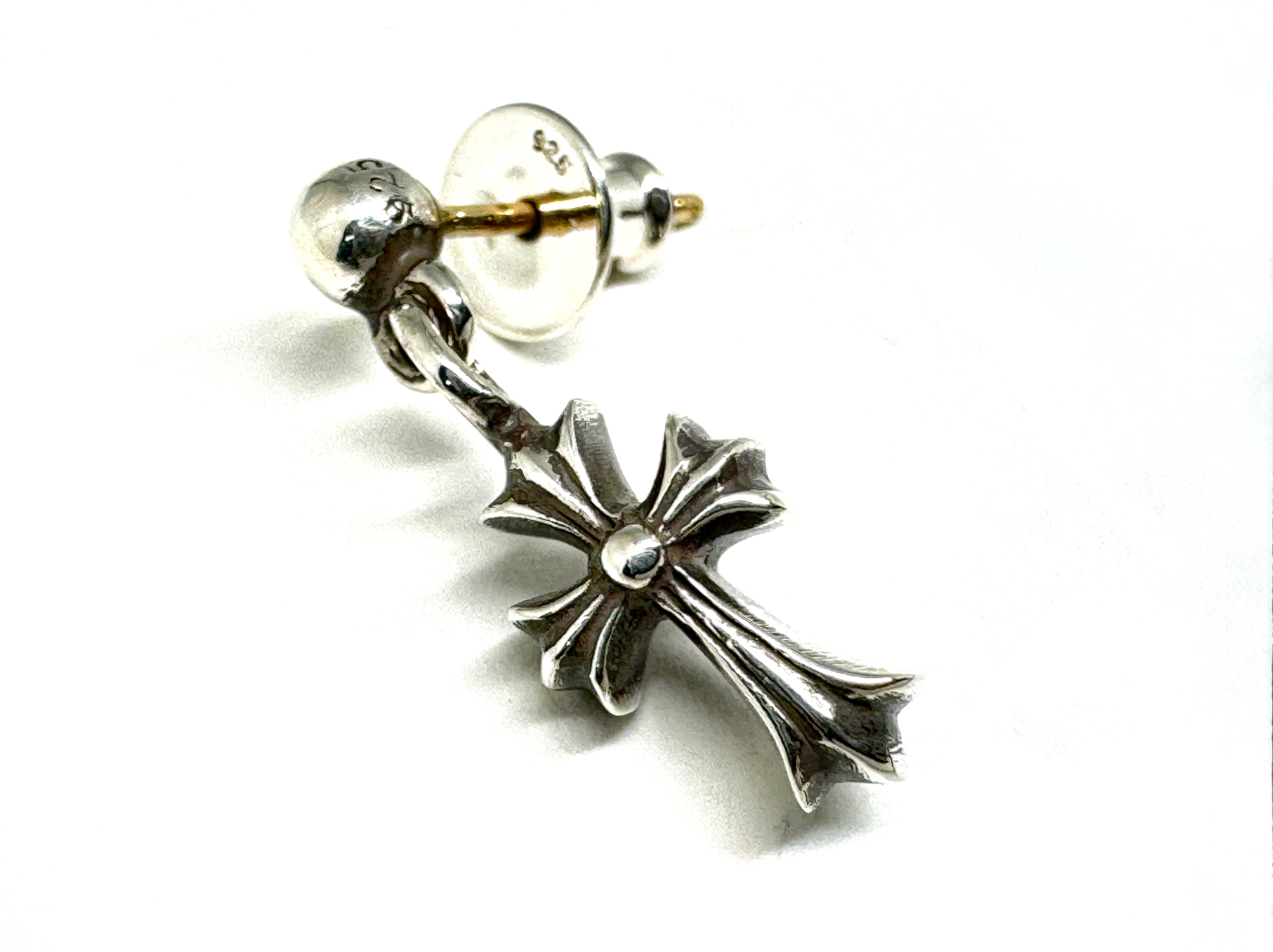 Chrome Hearts Drop Stack CH Cross Earrings "Silver"