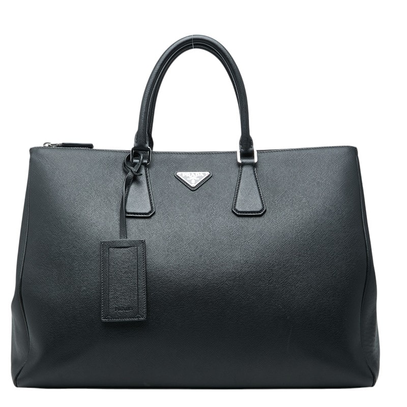 プラダ 三角ロゴプレート サフィアーノ トートバッグ 2VG047 ブラック レザー メンズ PRADA 【中古】
