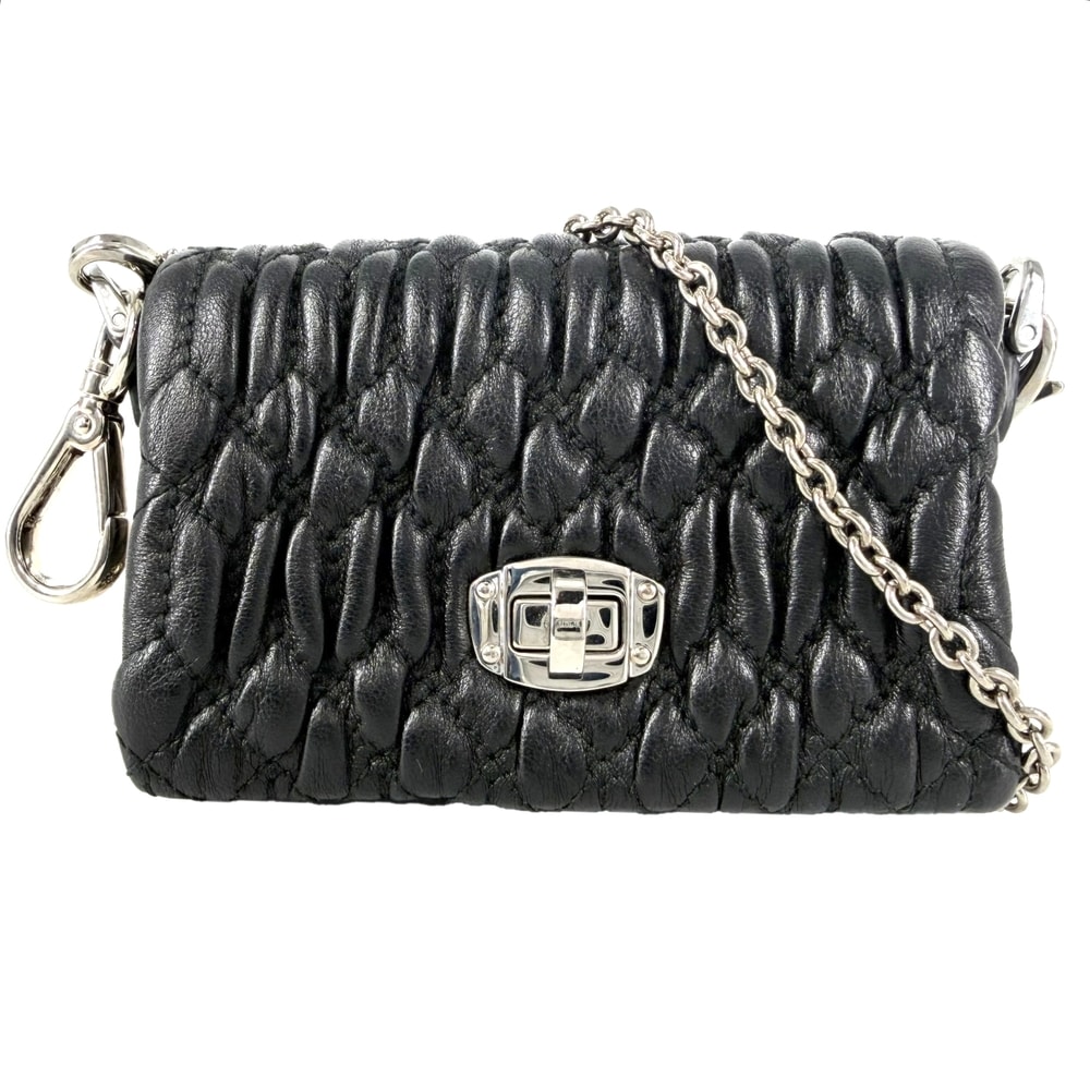 MIU MIU Miu Crystal Cross Chanpa Leather Mini Bag "Black"
