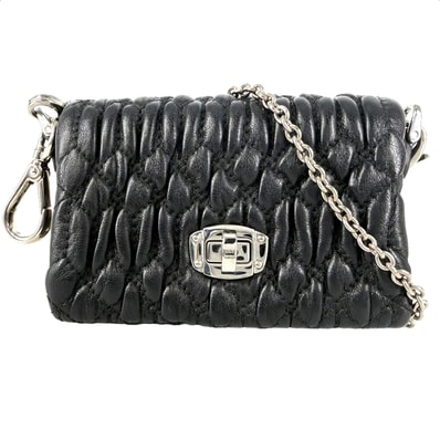 MIU MIU Miu Crystal Cross Chanpa Leather Mini Bag "Black"