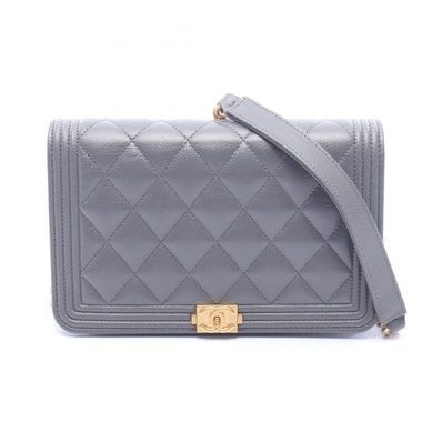 シャネル CHANEL ボーイシャネル マトラッセ ショルダーバッグ バッグ キャビアスキン(グレインドカーフ) レディース グレー系 【中古】