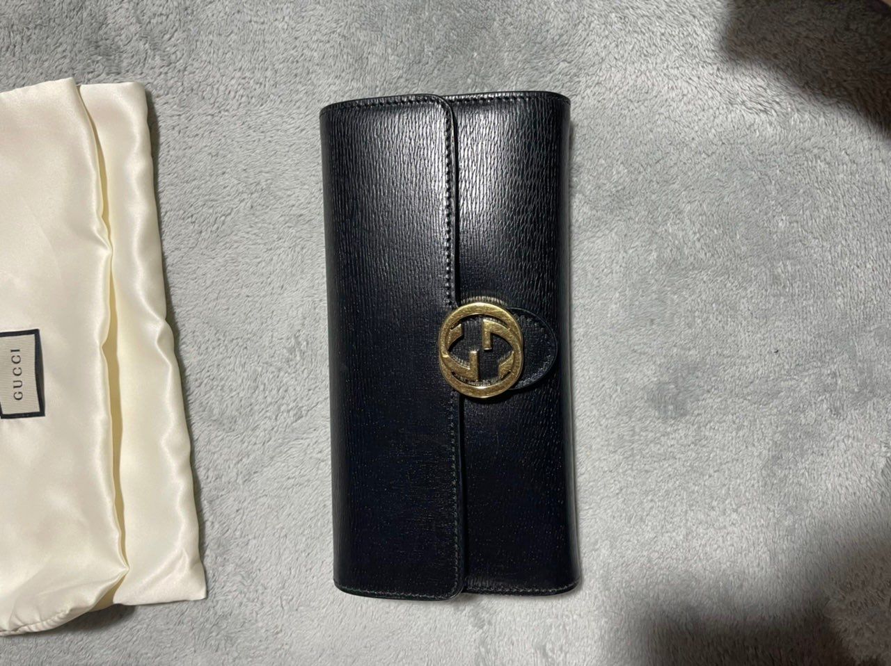 GUCCI グッチ インターロッキング Gメタル ロゴ レザー 長財布
