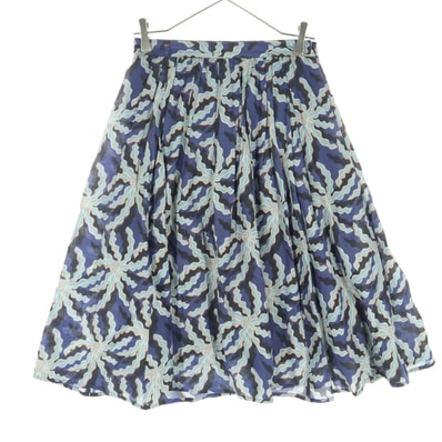 Brooks Brothers ブルックスブラザーズ 総柄 ミディ丈 フレアスカート ブルー