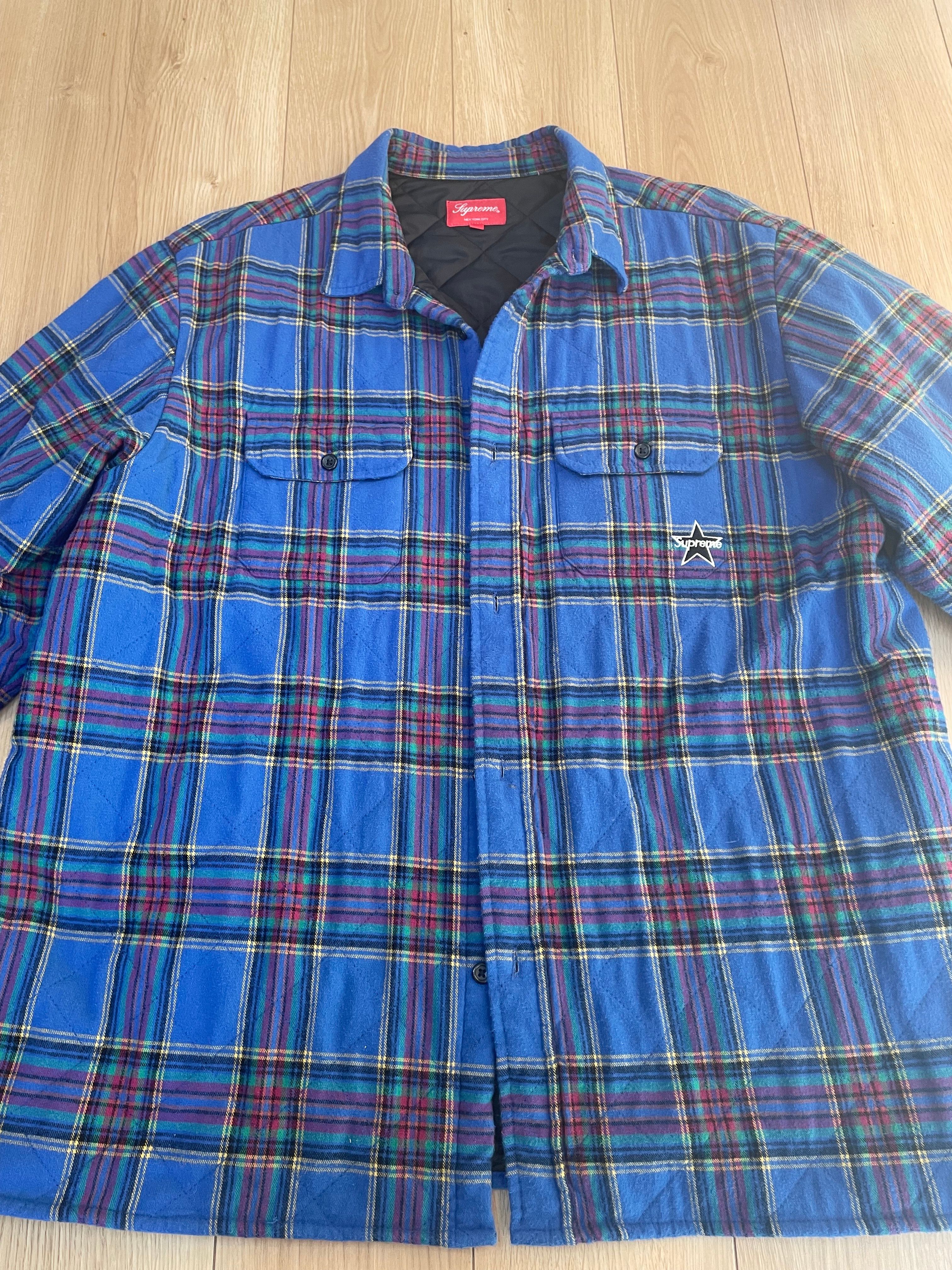 Supreme Quilted Plaid Flannel Shirt "Dusty Royal"