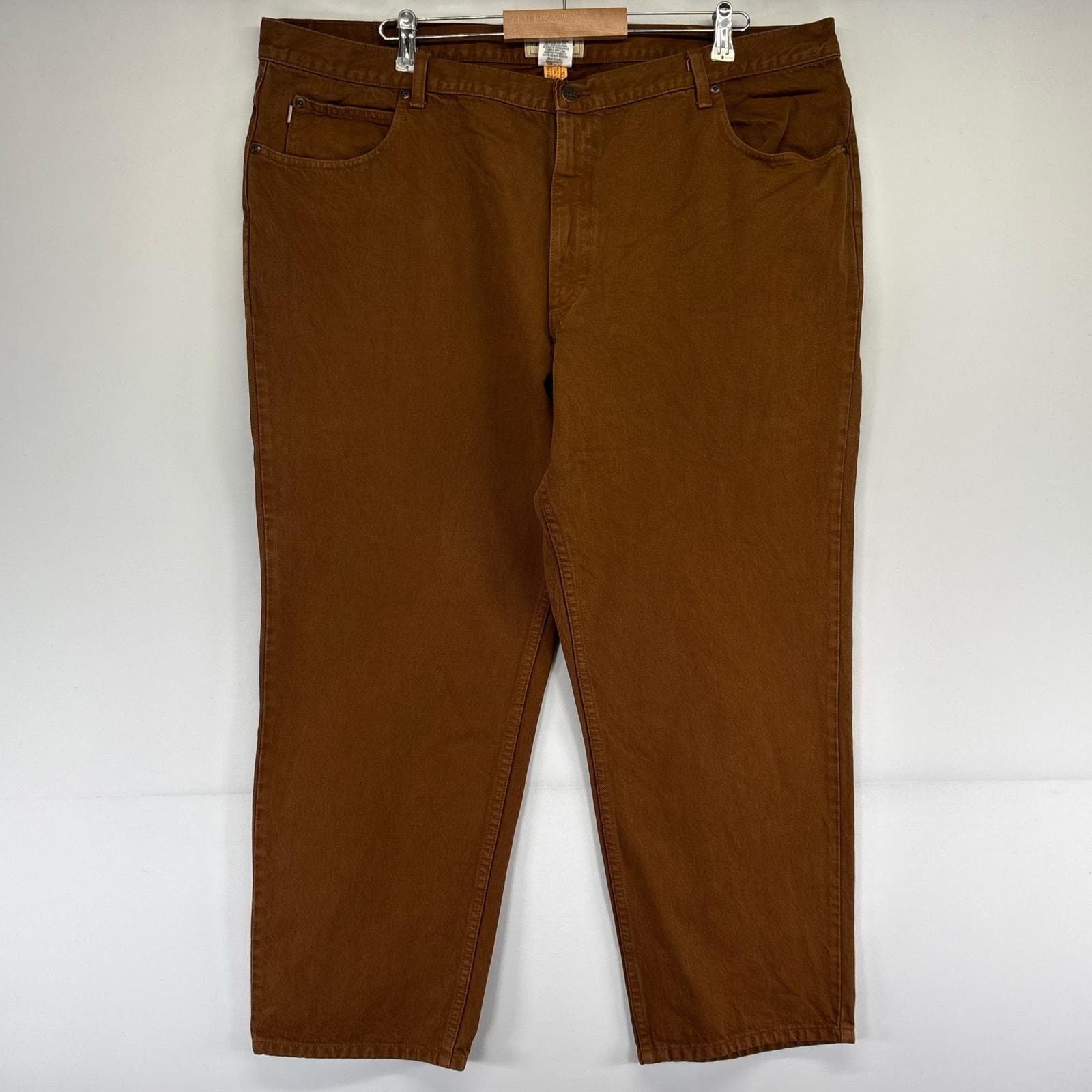 古着 エルエルビーン L.L.Bean パンツ テーパード デニム ジーパン 5ポケット カラーパンツ w46×L29  ブラウン系 メンズ