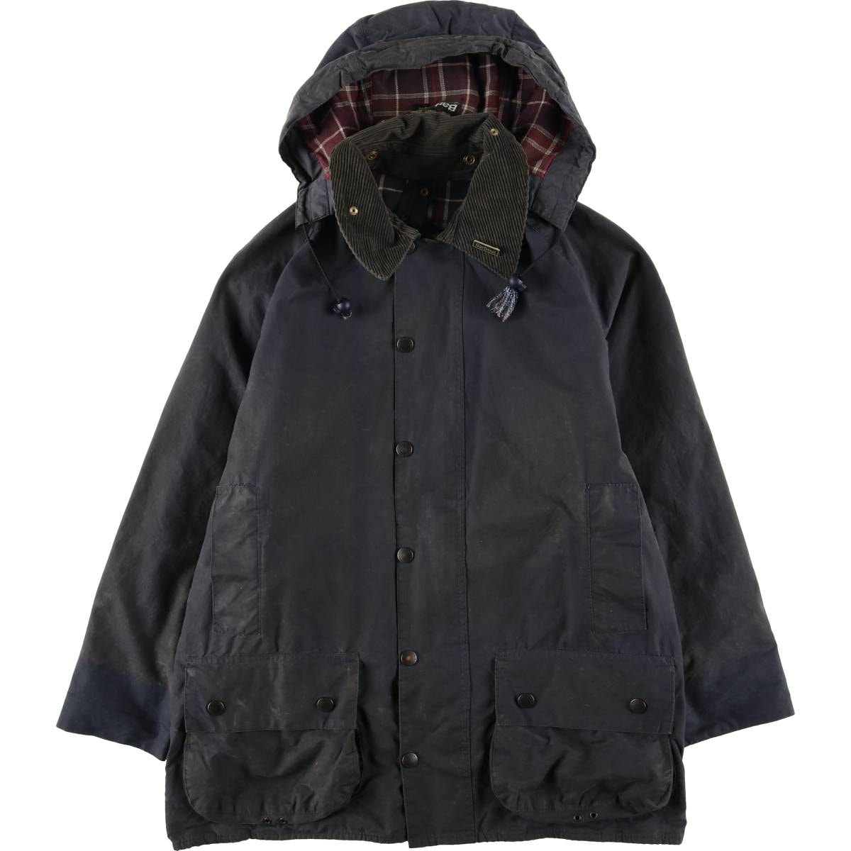 古着 90年代 バブアー Barbour BEAUFORT ビューフォート 旧3ワラント フード付き バッジ付き オイルド ハンティングジャケット 英国製 C40 メンズM相当 ヴィンテージ/eaa614848