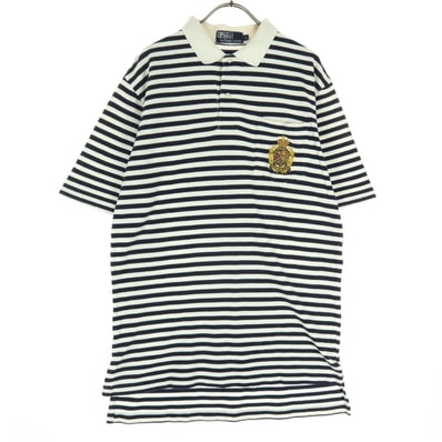 Polo by Ralph Lauren ポロバイラルフローレン コットン ボーダー柄 半袖 ポロシャツ L ホワイト系