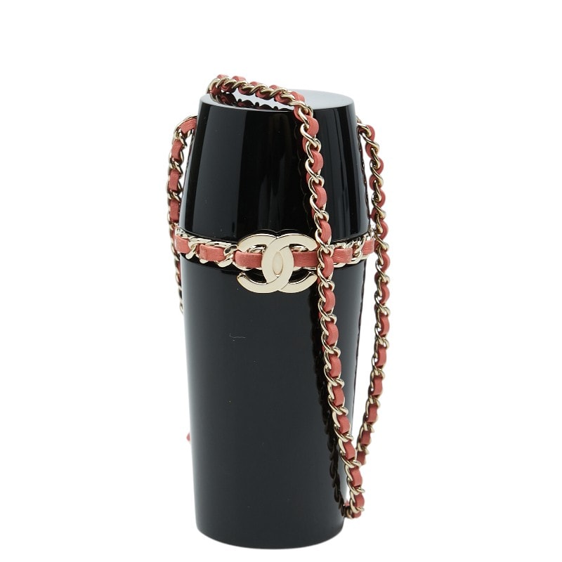シャネル ココマーク リップスティックケース ブラック ゴールド ピンク プラスチック レザー メッキ レディース CHANEL 【中古】