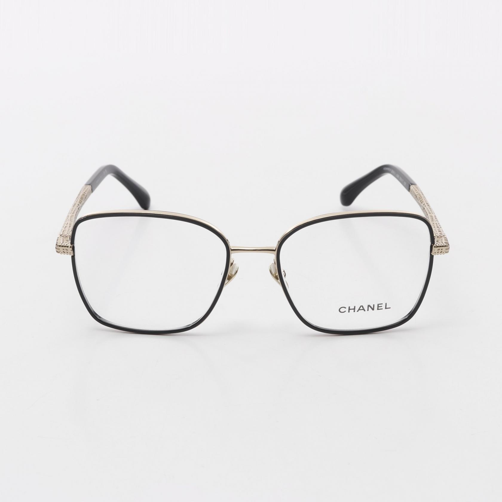 シャネル CHANEL スクエア シェイプ オプティカル メガネ 衣料品 プラスチック / GP レディース ブラック系 / ゴールド系 2216-J 【中古】
