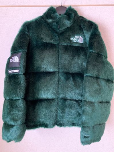 Supreme x The North Face Faux Fur Nuptse Jacket "Green"