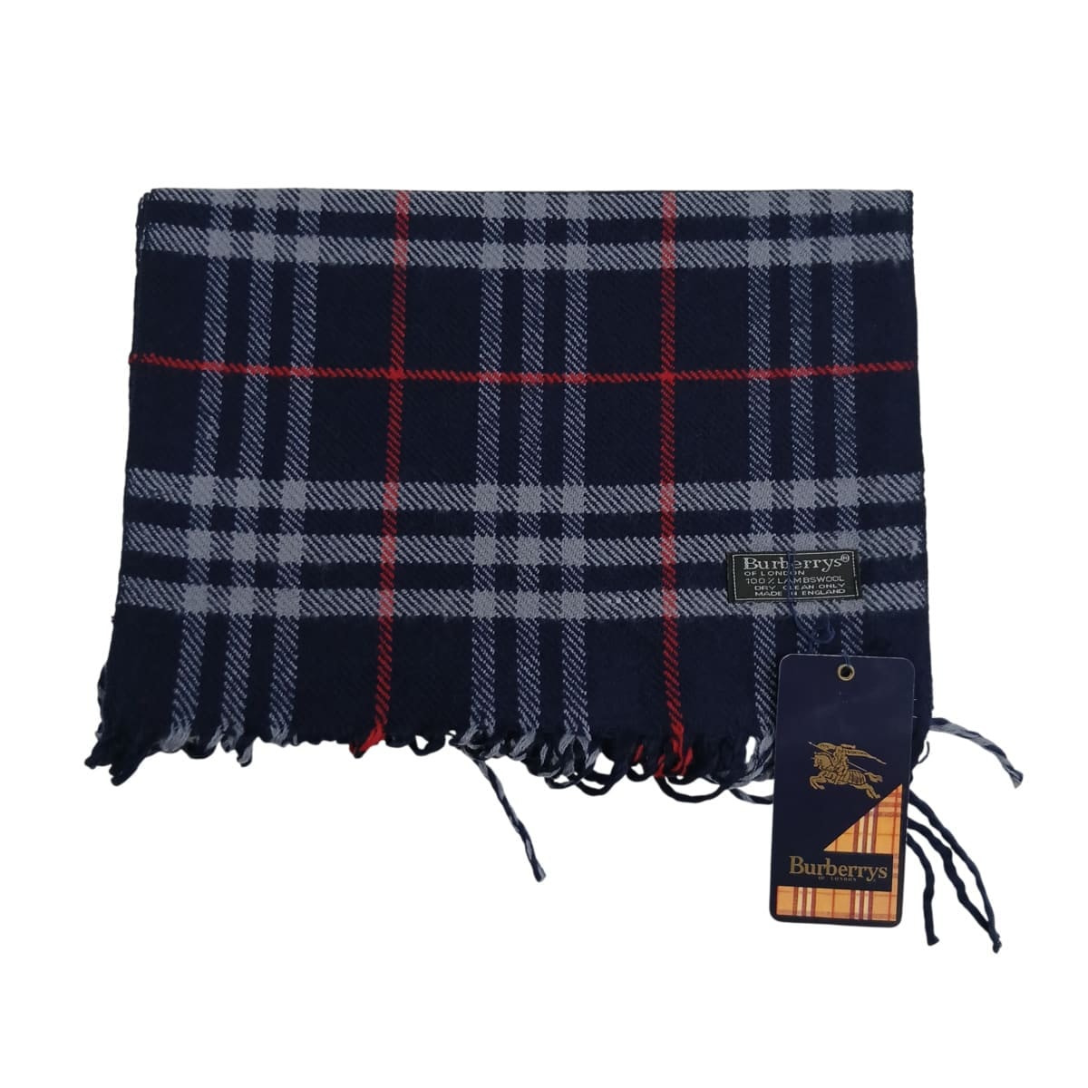 BURBERRY バーバリー ノバチェック ストール マフラー ウール ネイビー メンズ【中古】