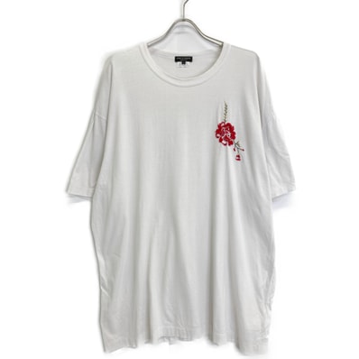 コムデギャルソンオムプリュス PI-T028 グレー フラワー刺繍オーバーサイズTシャツ L