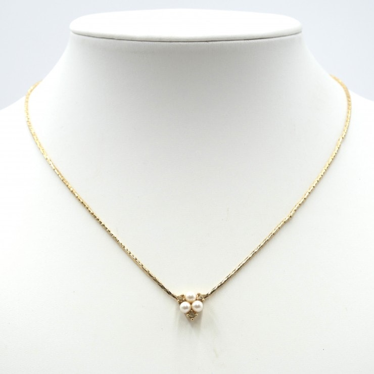 Christian Dior(クリスチャンディオール) CDロゴ フェイクパール ネックレス ゴールドカラー レディース アクセサリー チェーン 44cm【中古】