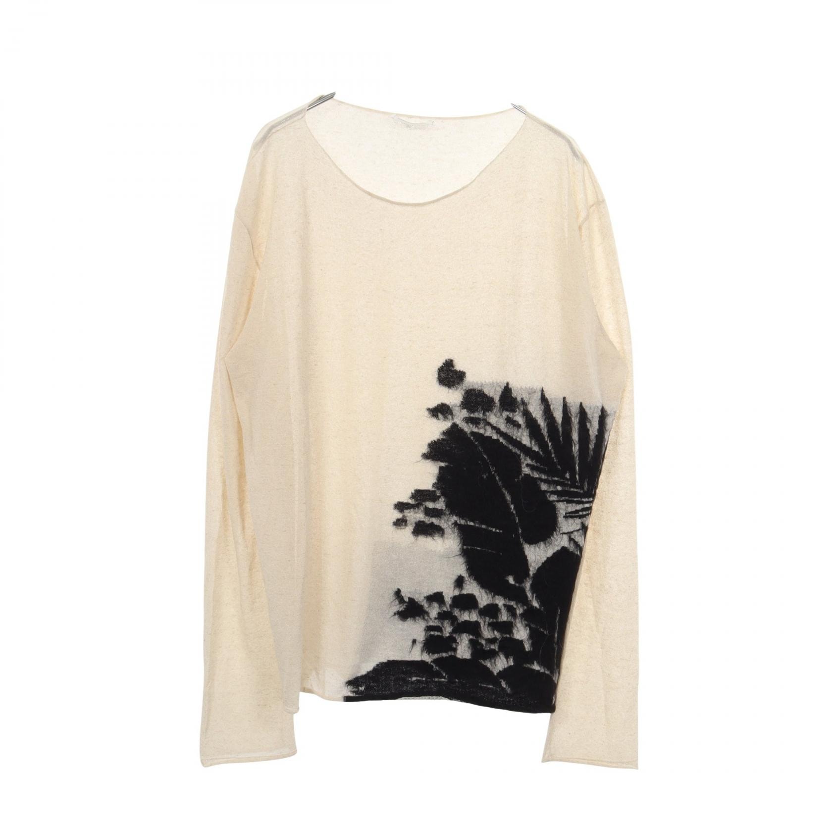 サンローランパリ SAINT LAURENT PARIS 長袖 ボタニカル ニット 衣料品 トップス レーヨン ファブリック ナイロン / モヘヤ メンズ ホワイト系 / ブラック系 645779 【中古】