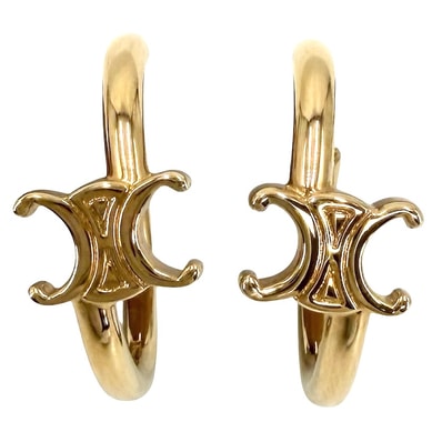 CELINE セリーヌ ピアス トリオンフ アシンメトリックフープ アクセサリー 460RD6BRA.35OR ゴールド レディース 約5.3g 美品【中古品】