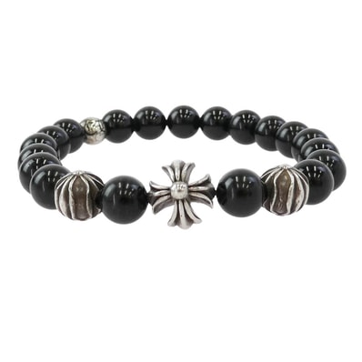 CHROME HEARTS クロムハーツ(原本無) ブレスレット 8mm BEAD 13 ビーズ ブレスレット ブラック系 シルバー系【中古】