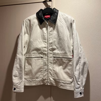 Supreme Leather Collar Work Jacket "Natural"