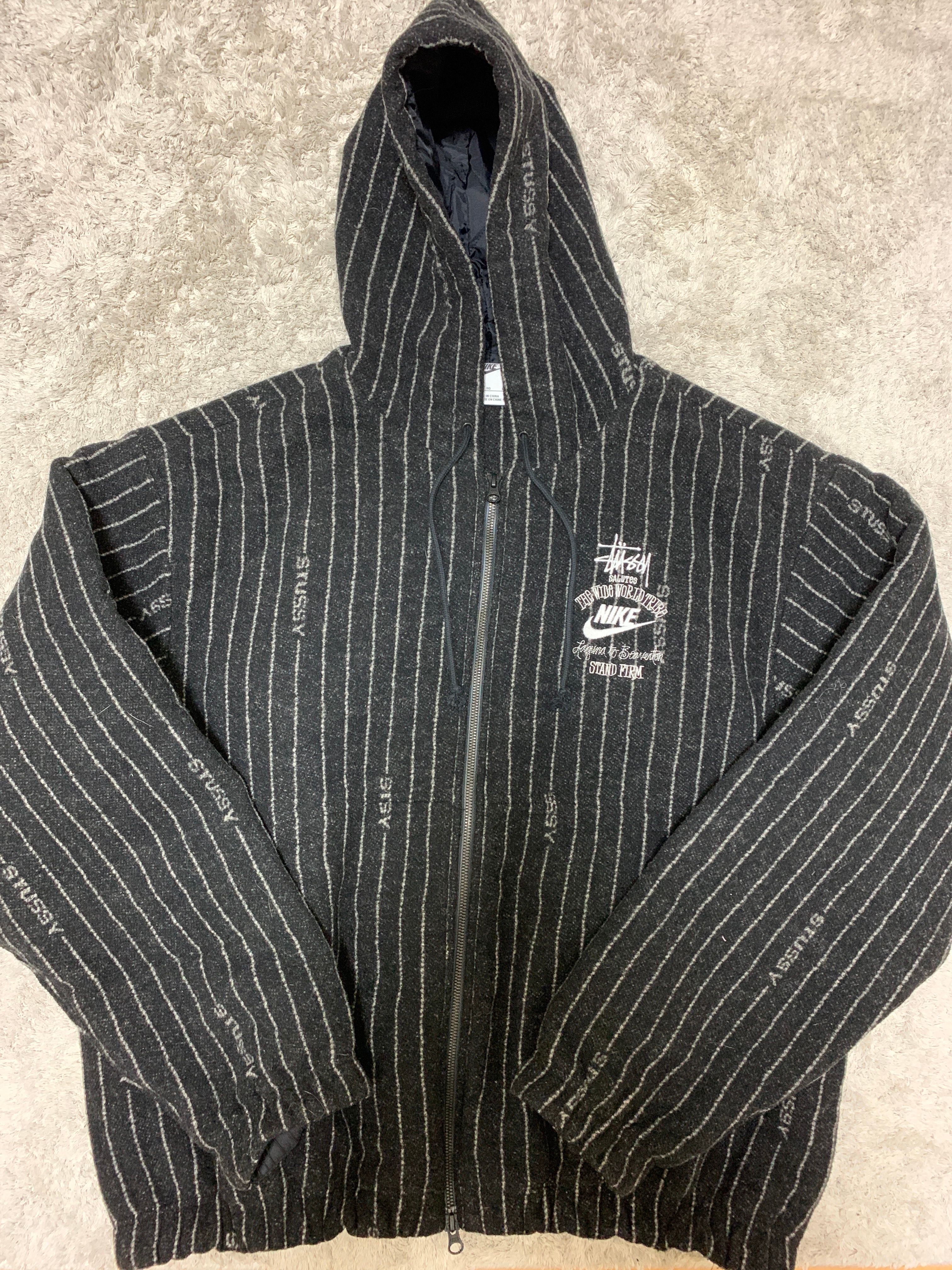 Stussy x Nike Striped Wool Jacket "Black"