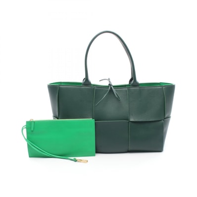 ボッテガヴェネタ BOTTEGA VENETA ザ アルコ ラージ マキシイントレチャート トートバッグ バッグ レザー メンズ グリーン系 608608 【中古】