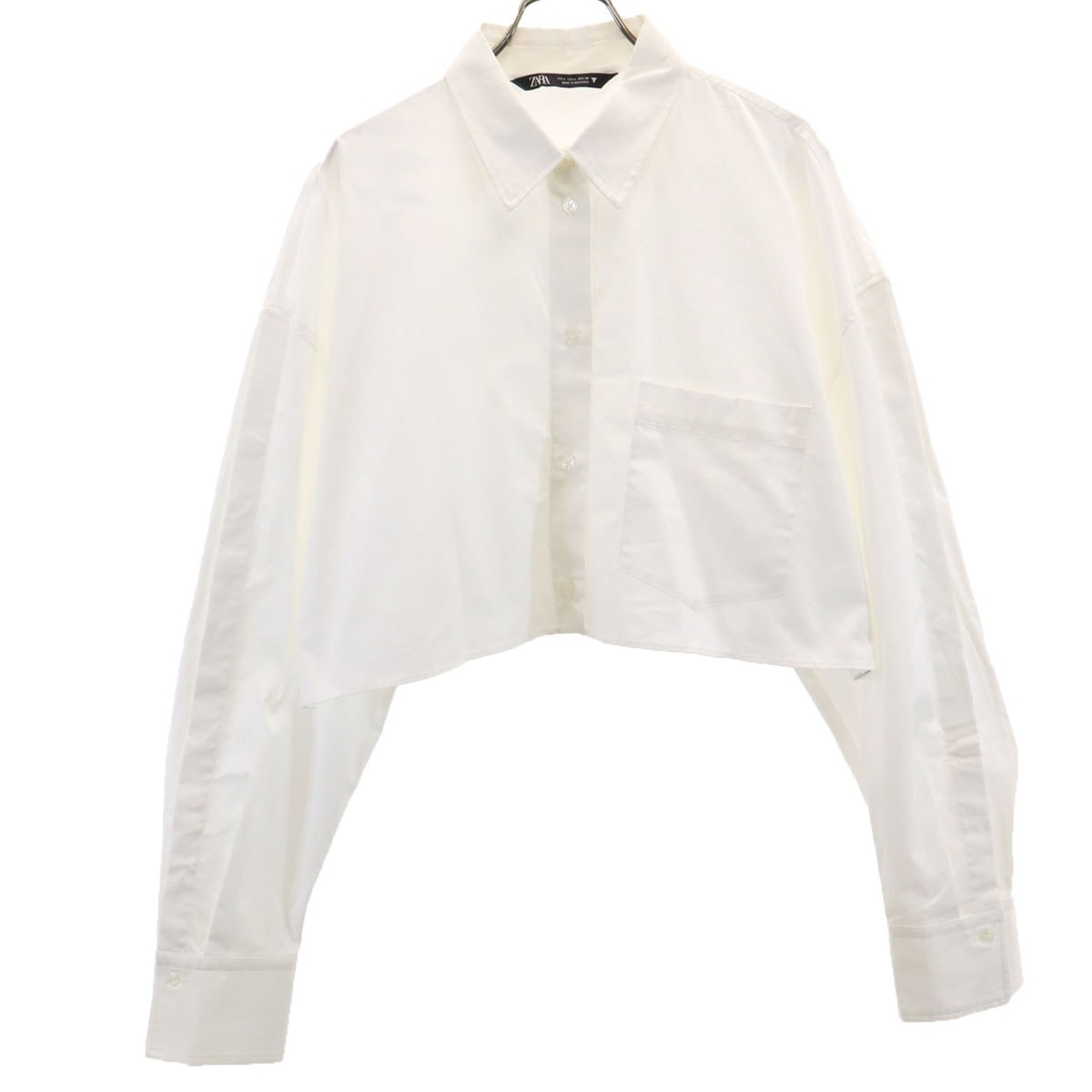ZARA ザラ 長袖 ショート丈 シャツ L ホワイト