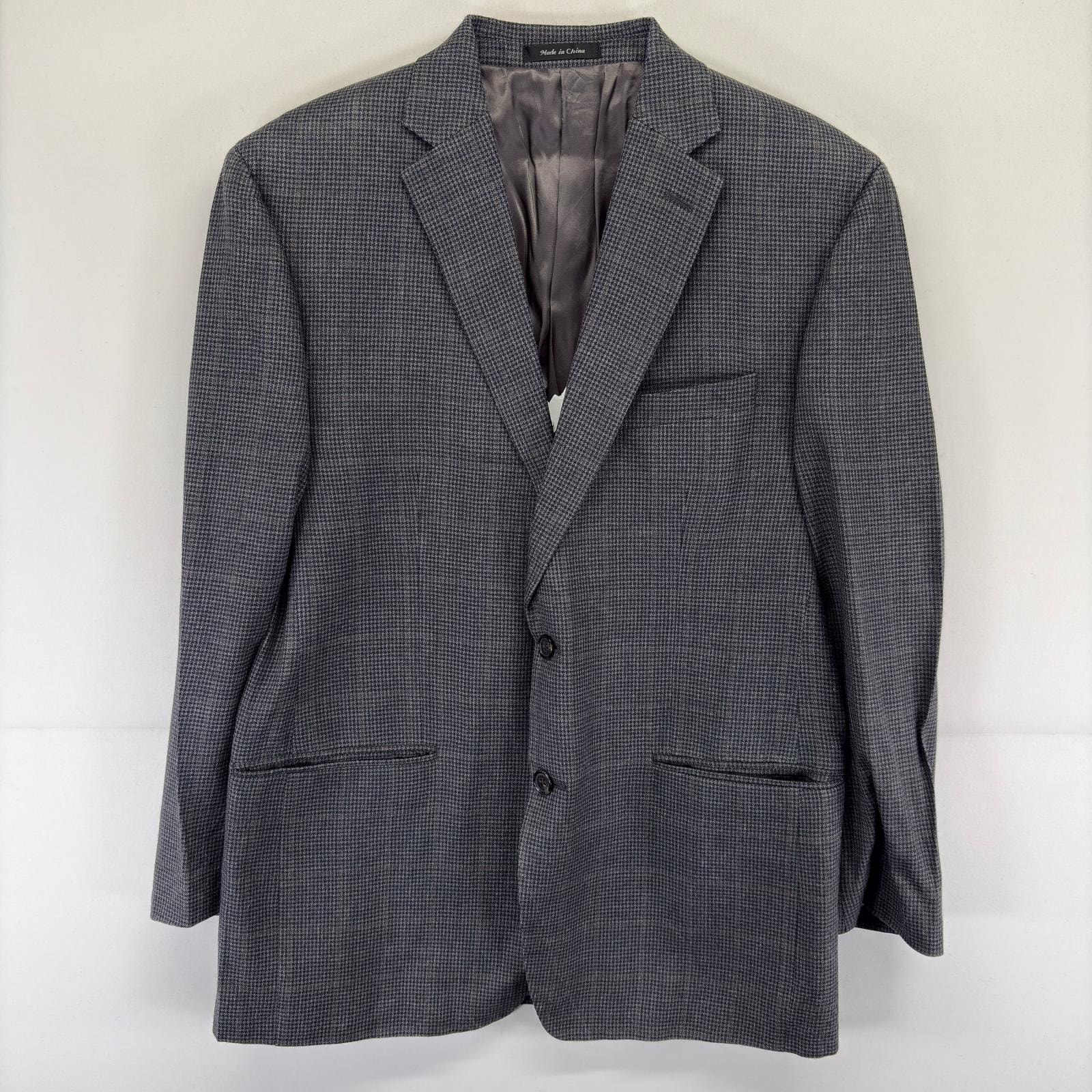 古着 ローレンラルフローレン LaurenRalphLauren ジャケット ブレザー 千鳥柄 シルク ウール テーラード 42R  グレー メンズ