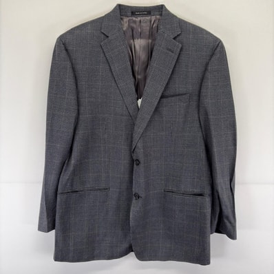 古着 ローレンラルフローレン LaurenRalphLauren ジャケット ブレザー 千鳥柄 シルク ウール テーラード 42R グレー メンズ
