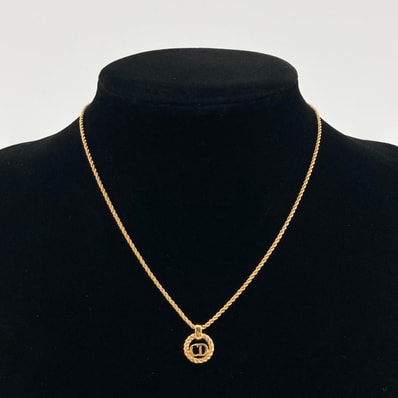 Christian Dior(クリスチャンディオール) CDロゴ ツイストサークル ヴィンテージ ネックレス ゴールド