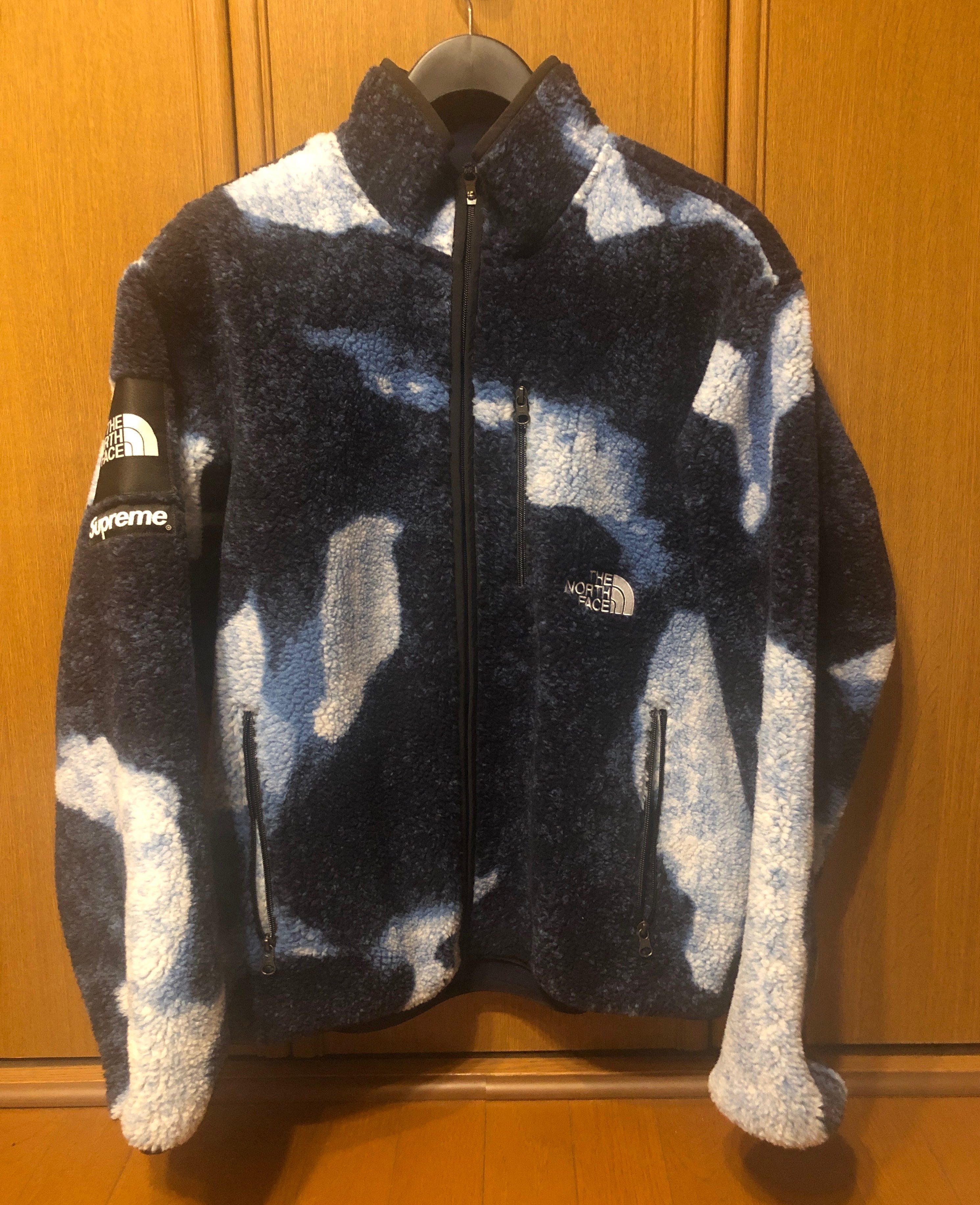 Supreme x The North Face Bleached Denim Print Fleece Jacket "Indigo"