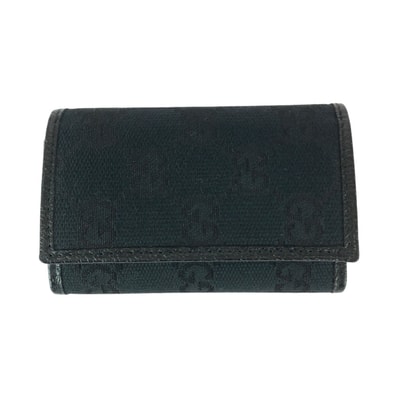 超美品 GUCCI グッチ ブラック 黒 シルバー金具 GGキャンバス レザー/ キーケース 6連 男女兼用 600050 【中古】