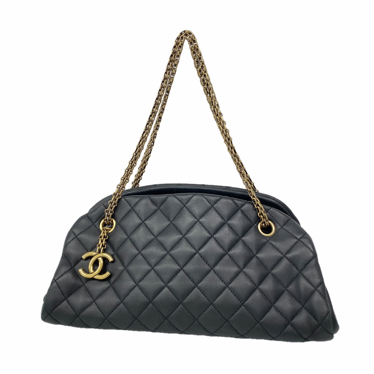 ★SALE【6kb0848】シャネル ショルダーバッグ マトラッセ チェーンショルダー ラムスキン ブラック ゴールド金具【中古】レディース