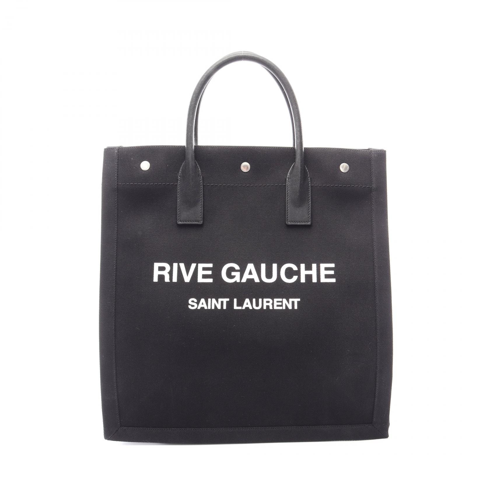 サンローランパリ SAINT LAURENT PARIS RIVE GAUCHE リヴ ゴーシュ トートバッグ バッグ キャンバス レザー レディース ブラック系 / ホワイト系 632539 【中古】