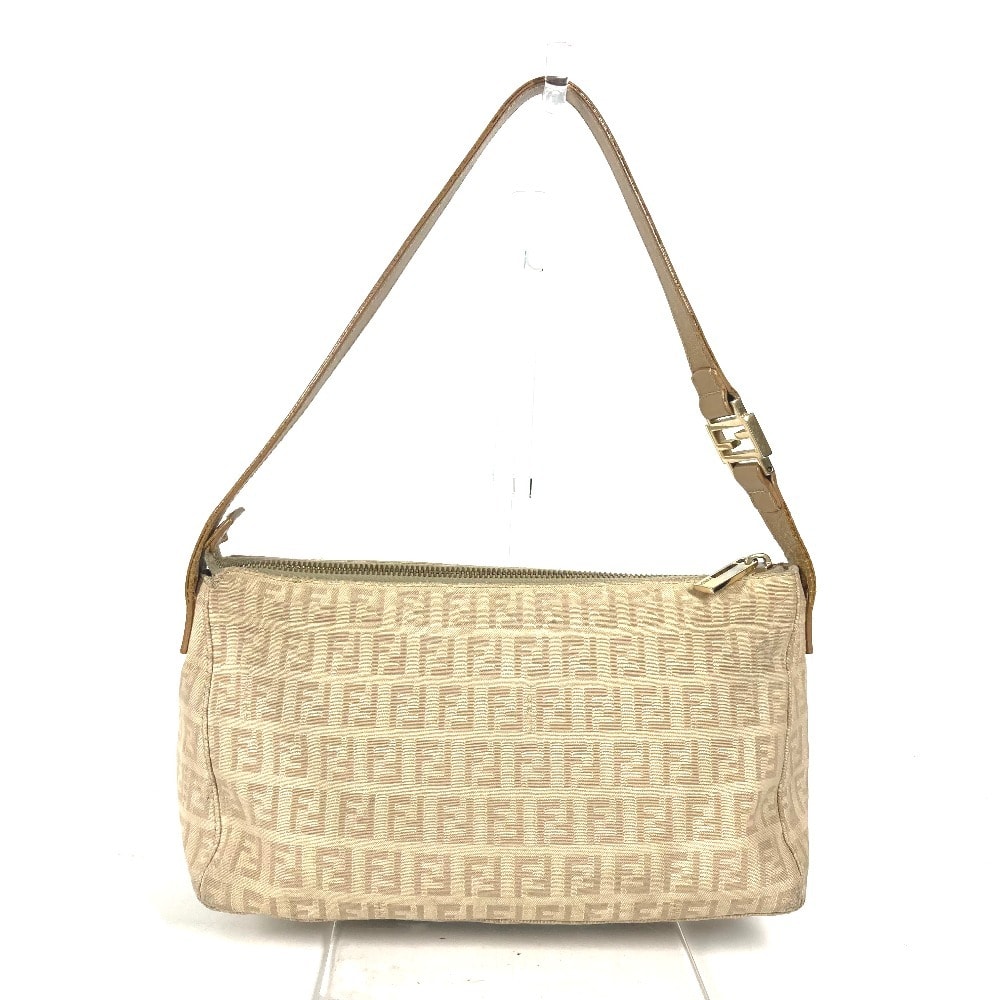フェンディ FENDI ズッキーノ ズッカ ロゴ カバン 肩掛け ショルダーバッグ レザー/キャンバス ベージュ