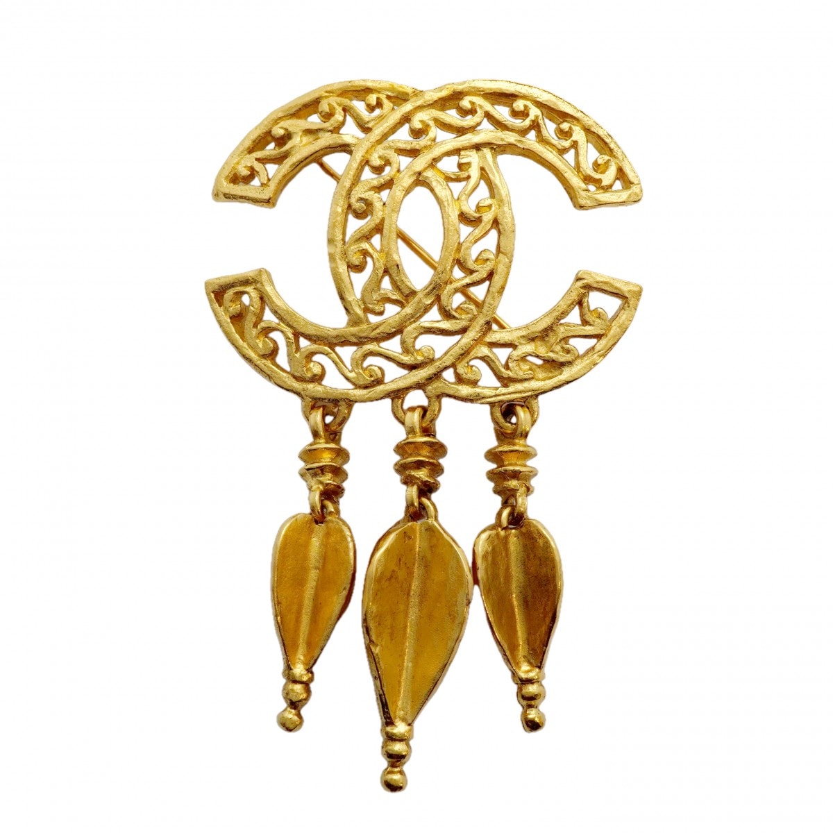 【6jcb0915-k】シャネル ブローチ ヴィンテージ ココマーク スイング GPメッキ ゴールド【中古】レディース