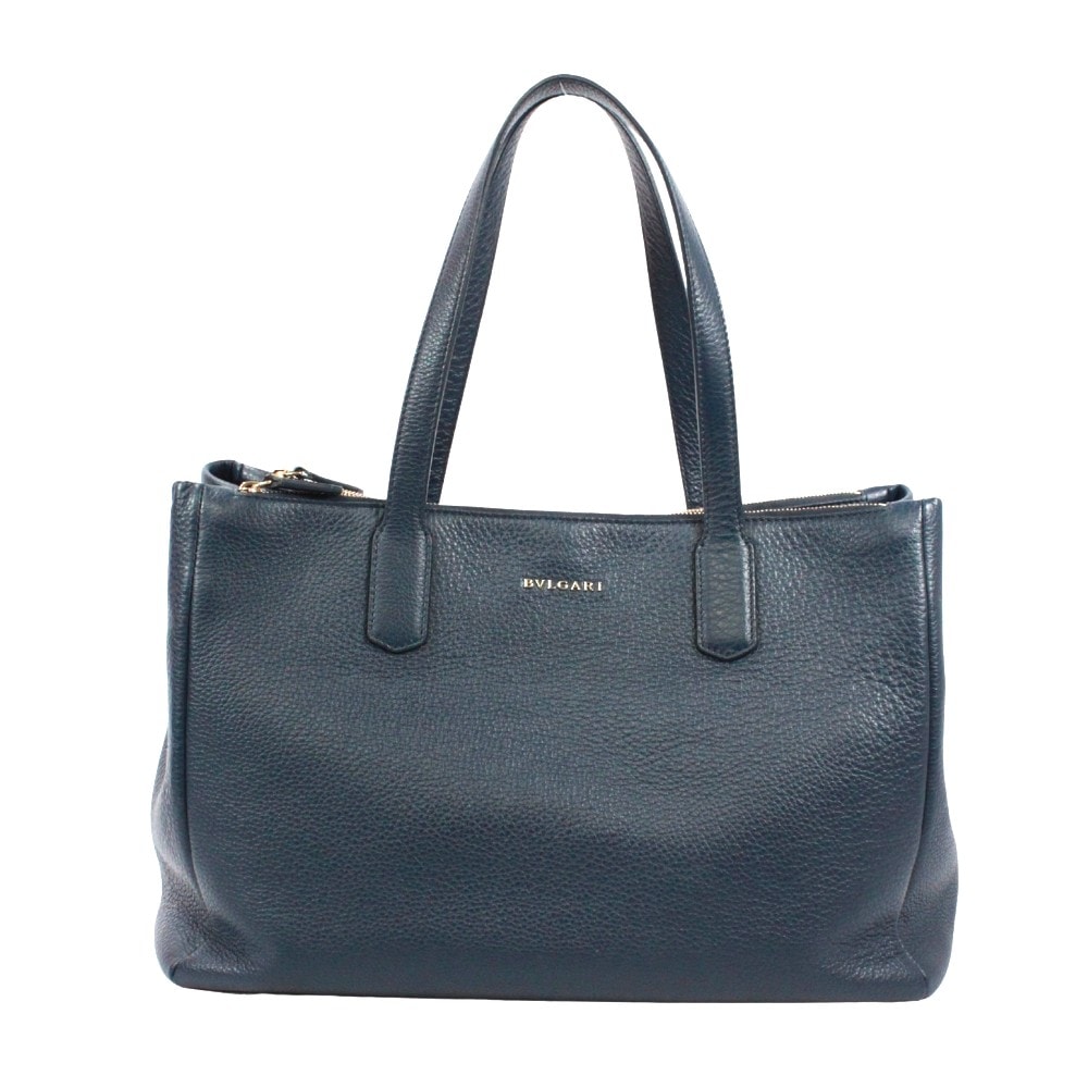 BVLGARI ブルガリ トートバッグ レザー ネイビー【中古】 レディース