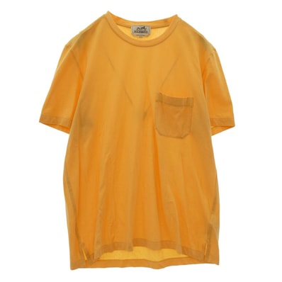 HERMES エルメス Tシャツ クルーネック コットン 半袖 ポケット Tシャツ イエロー系 S【中古】
