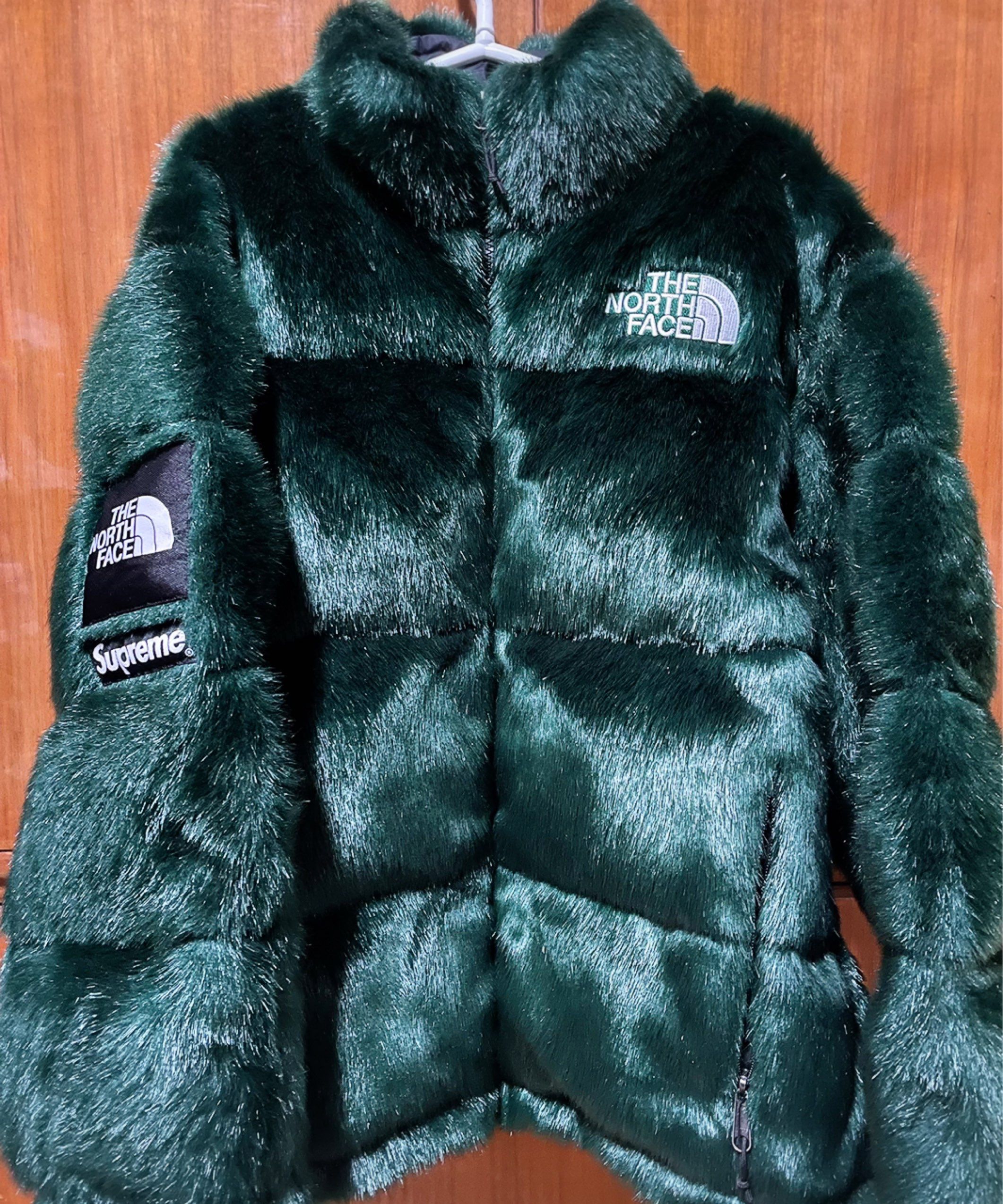 Supreme x The North Face Faux Fur Nuptse Jacket "Green"
