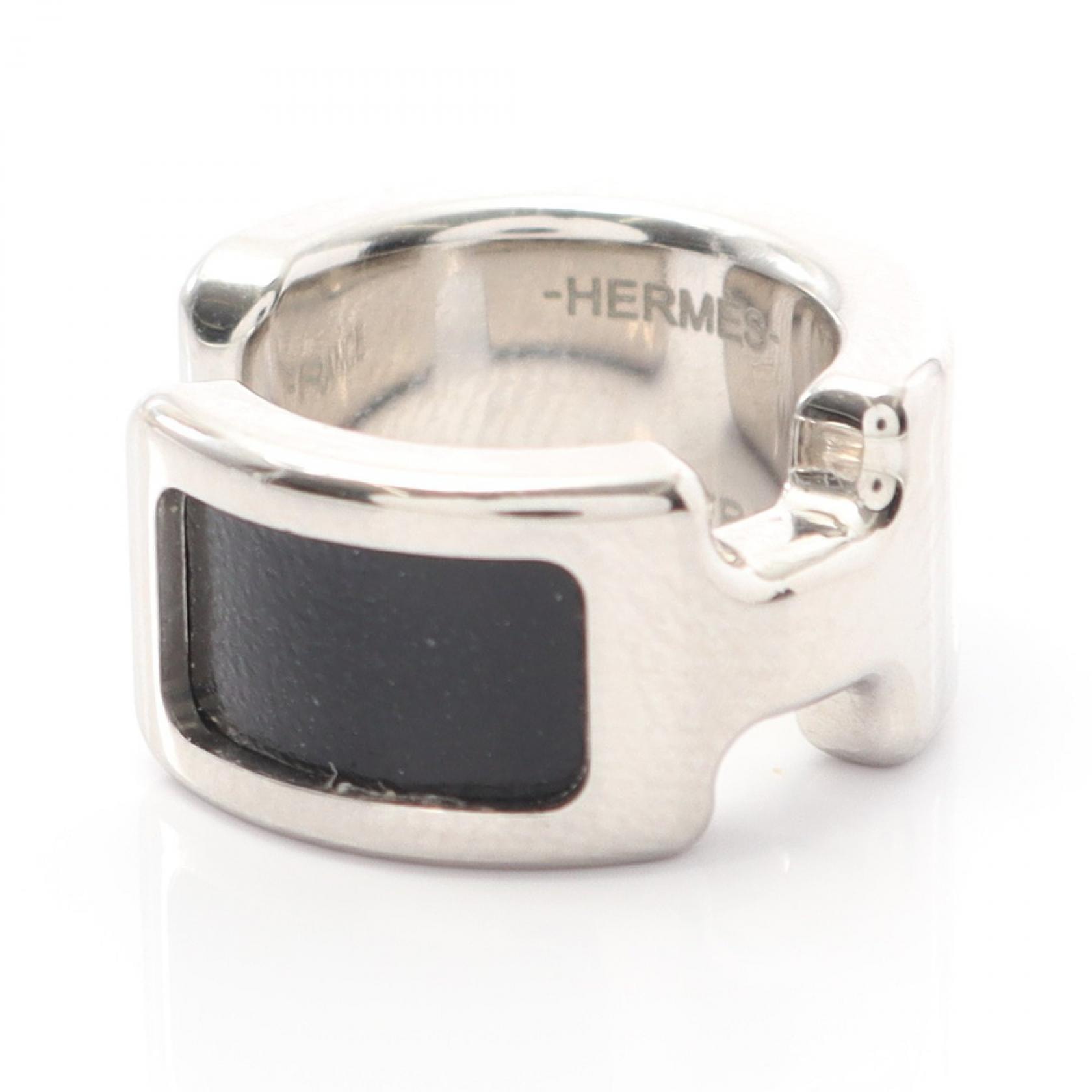 エルメス HERMES オランプPM イヤーカフ アクセサリー ステンレススチール レザー レディース シルバー系 / ブラック系 【中古】