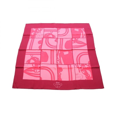 エルメス HERMES カレ70 EN DESORDRE スカーフ 衣料品 シルク シルク ボルドー レディース ボルドー系 / ピンク系 【中古】