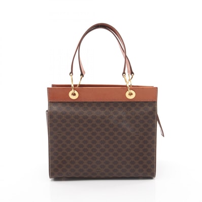 セリーヌ CELINE マカダム ハンドバッグ バッグ PVCコーティングキャンバス レザー レディース ブラウン系 【中古】