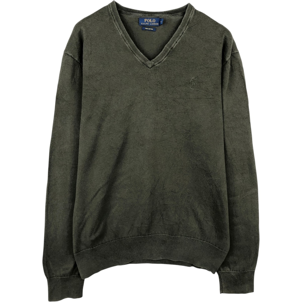 古着 ラルフローレン Ralph Lauren POLO RALPH LAUREN Vネック ピマコットンニットセーター メンズM相当/eaa637208