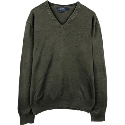 古着 ラルフローレン Ralph Lauren POLO RALPH LAUREN Vネック ピマコットンニットセーター メンズM相当/eaa637208