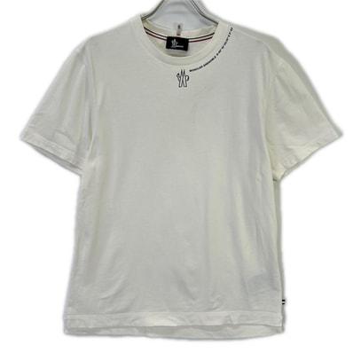 モンクレール Grenoble 24年 ホワイト ネックロゴ 半袖Tシャツ L