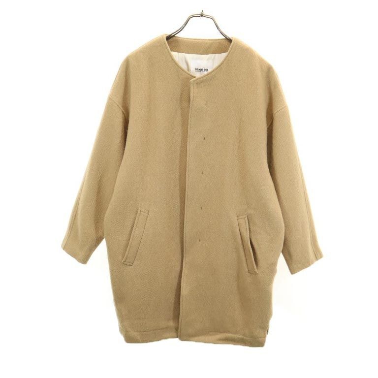 BEAMS BOY ビームスボーイ ウールブレンド ノーカラーコート ベージュ