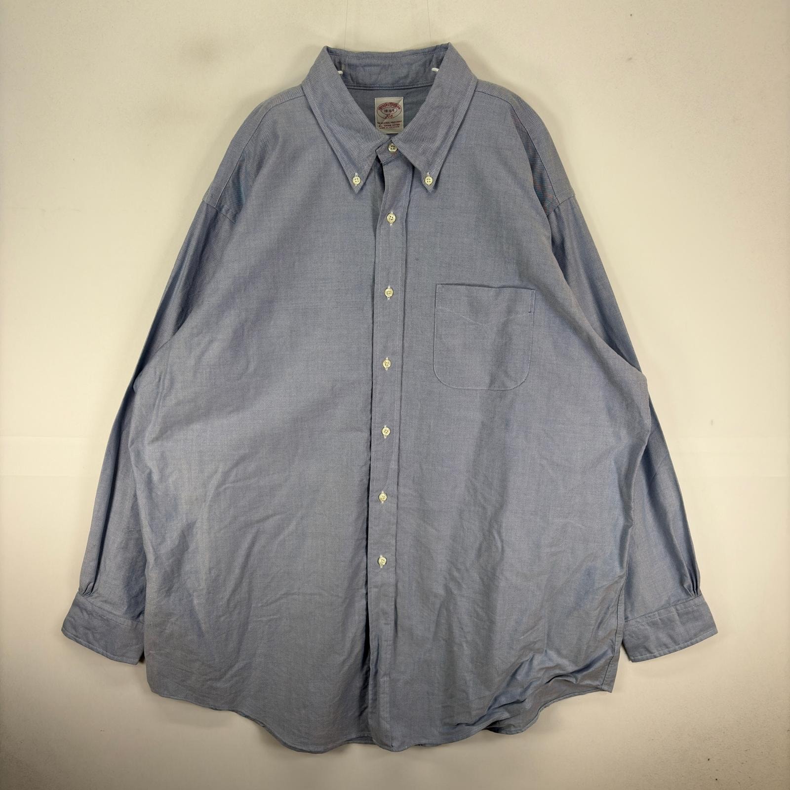 古着 ブルックスブラザーズ Brooks Brothers 長袖シャツ ボタンダウン 2XL ブルー系 無地 メンズ