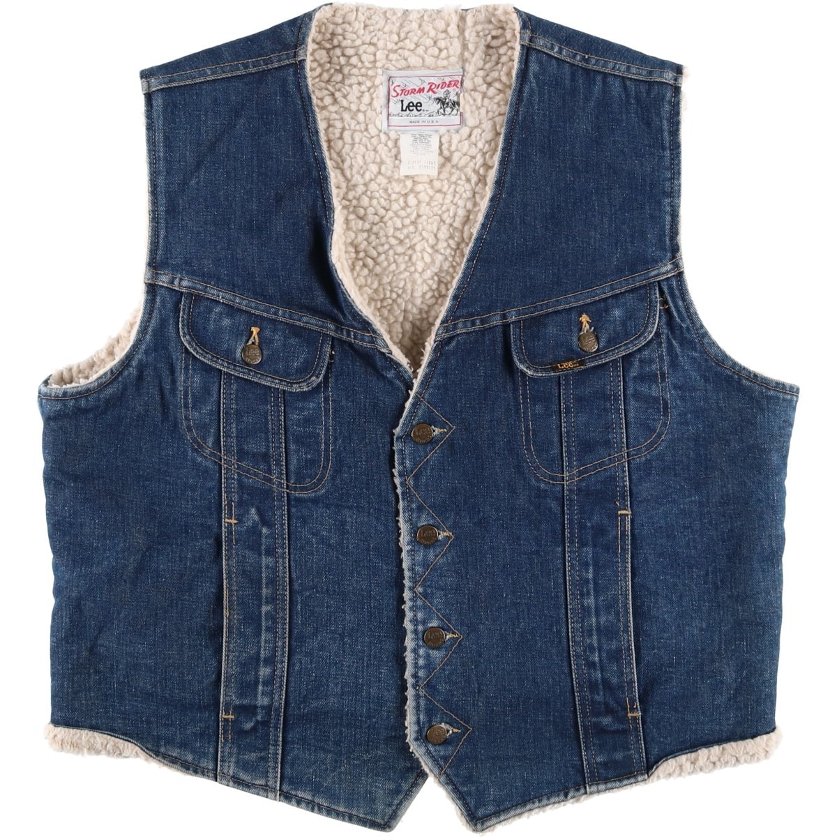 古着 70~80年代 リー Lee STORM RIDER ストームライダー デニムボアベスト USA製 メンズXL相当 ヴィンテージ/eaa482829