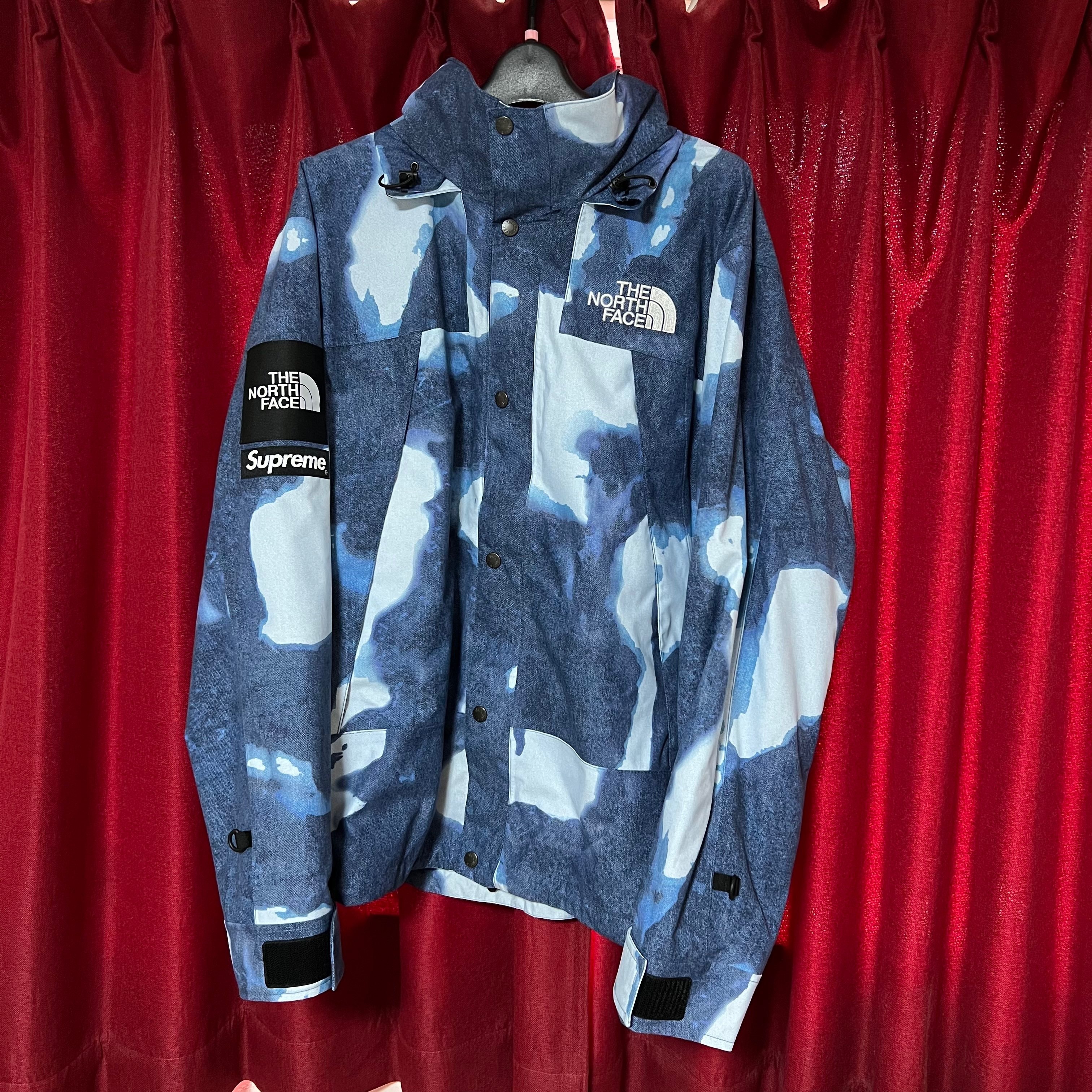 Supreme x The North Face Bleached Denim Print Mountain Jacket "Indigo"