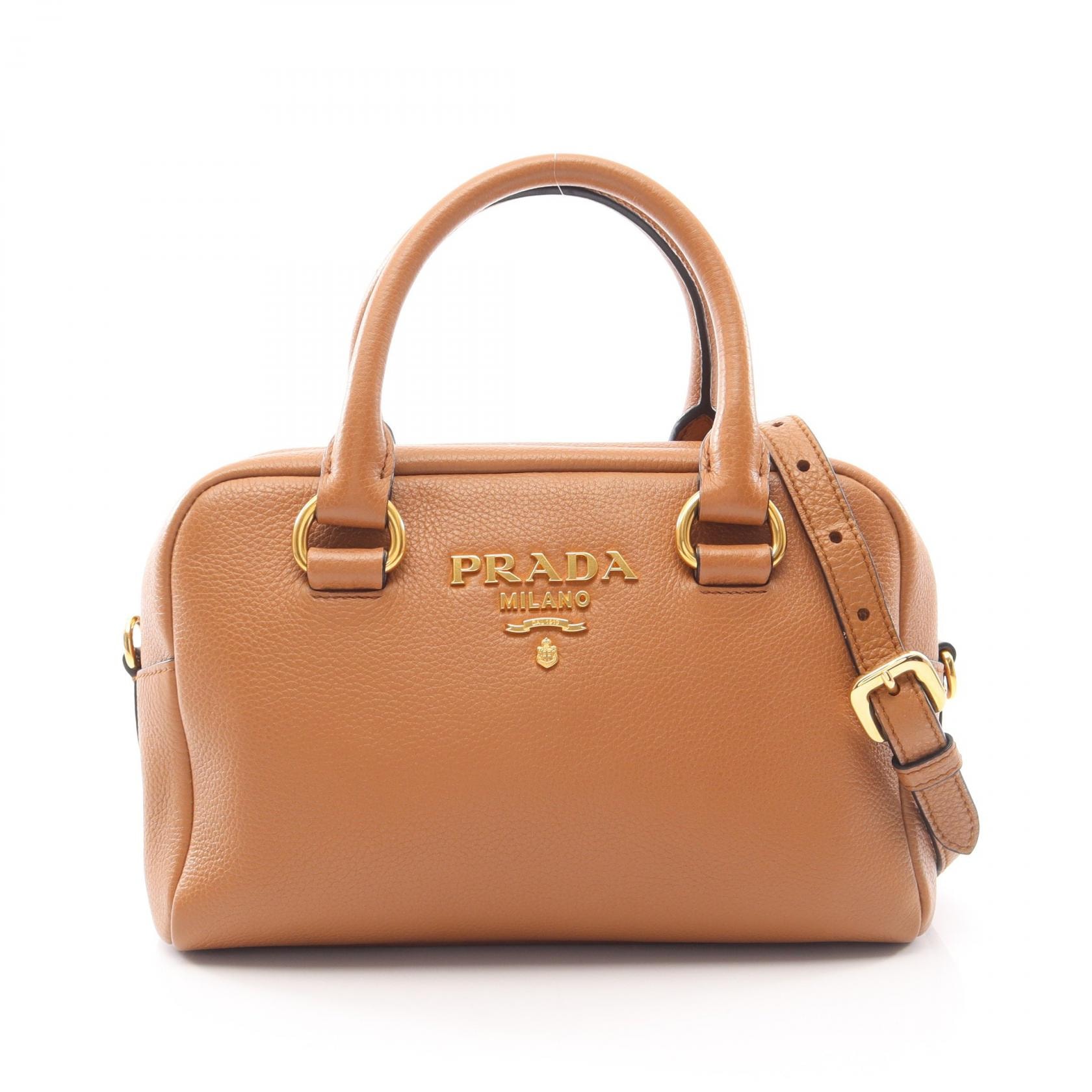 プラダ PRADA VITTELO PHENIX 2WAY ハンドバッグ バッグ レザー レディース ブラウン系 1BB108 【中古】