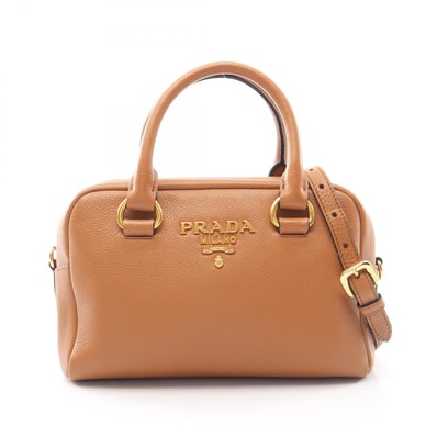 プラダ PRADA VITTELO PHENIX 2WAY ハンドバッグ バッグ レザー レディース ブラウン系 1BB108 【中古】